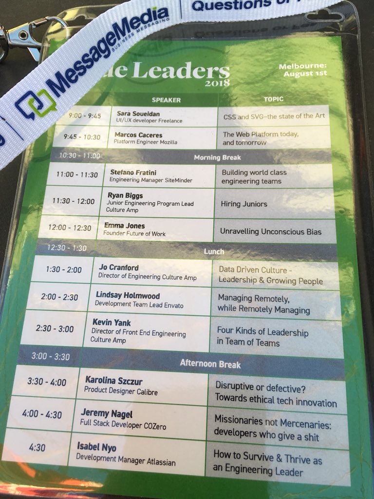 DivZero_'s tweet image. Today I’m at @webdirections #CodeLeaders with @MessageMedia1. The lineup looks great! 
(And so does this viewpoint of the @artscentremelb spire!)