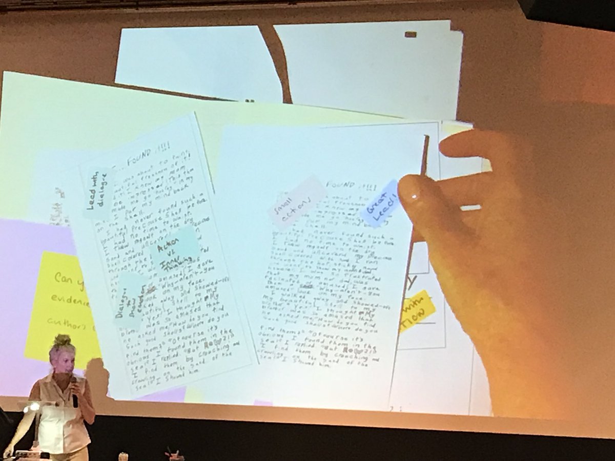sshubitz's tweet photo. Make smaller copies (4x6”) of student-written mentor texts, which makes them more appealing. Then, code them! Have students store them in little pockets in their notebooks so they can be drawn upon whenever needed. @MaryEhrenworth #TCRWP https://t.co/6TvjnmUDIj