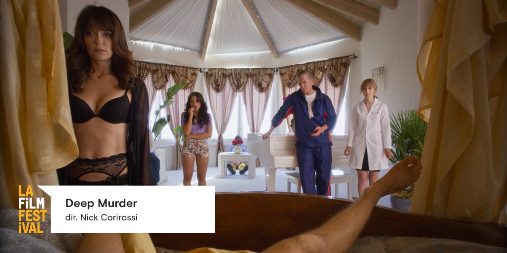 LAFilmFestival's tweet photo. DEEP MURDER, dir. Nick Corirossi (Nightfall)
LOGLINE: Set in an alternate reality in which everyone is a cliché from a tacky soft-core porn film, a group of increasingly self-aware stock characters up against a mysterious killer offing them one by one. 
#LAFilmFestival https://t.co/okO7MbwmHm