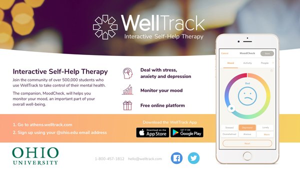 OHIO_Counseling's tweet photo. Almost time for the fall 2018 semester to begin! @ohiou students, get started working on you with WellTrack! #WellTrack #HealGrowInspire https://t.co/TaJvyxOTkD