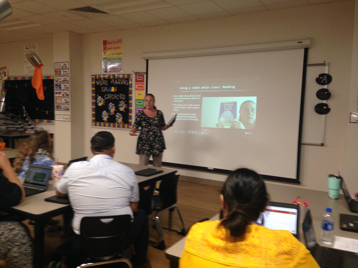cvalastro's tweet photo. Dunbar MS's Nicole Marak presented at the Circque de Technology Academy on using videos in your classroom - from video lessons to recordings of yourself when you have a substitute! #DisdTechnology https://t.co/WofzDaEVK0