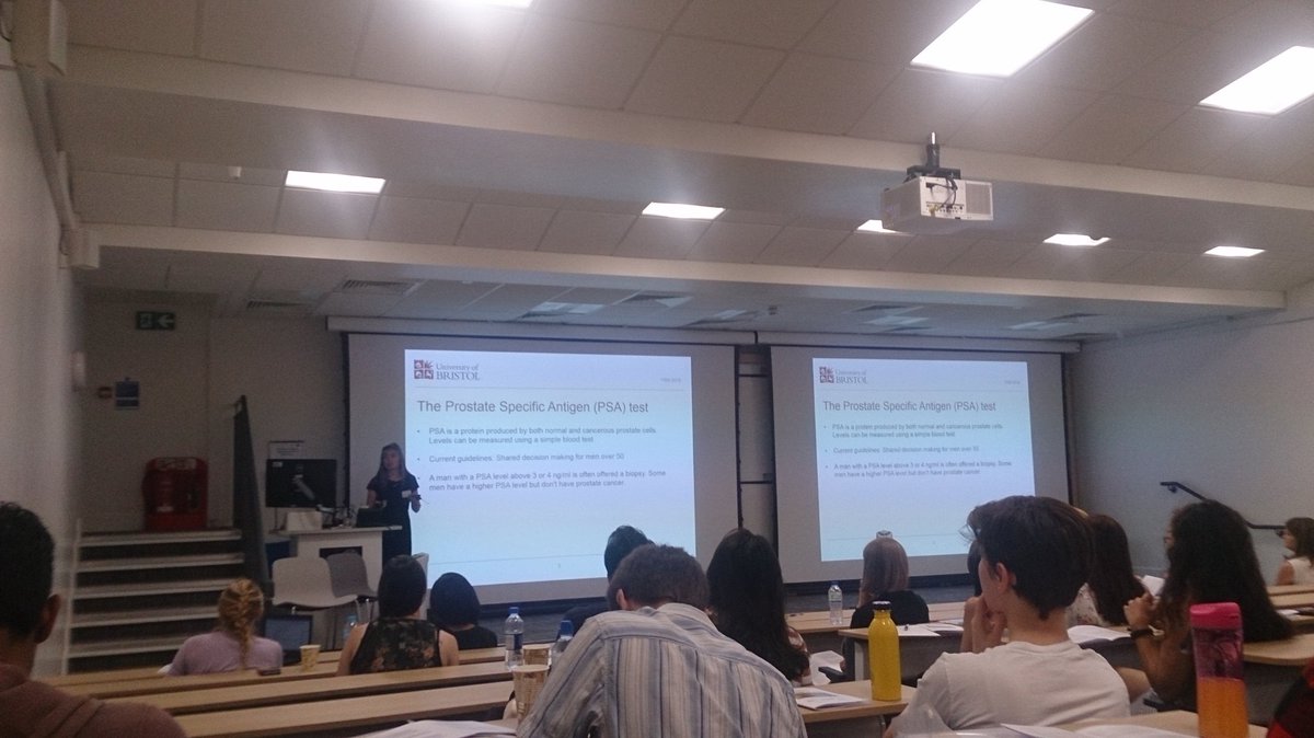 At the Young Statistician Meeting in Oxford watching Grace Young from @UoBrisBRTC presenting some results of the CAP prostrate cancer trial. #ysm2018