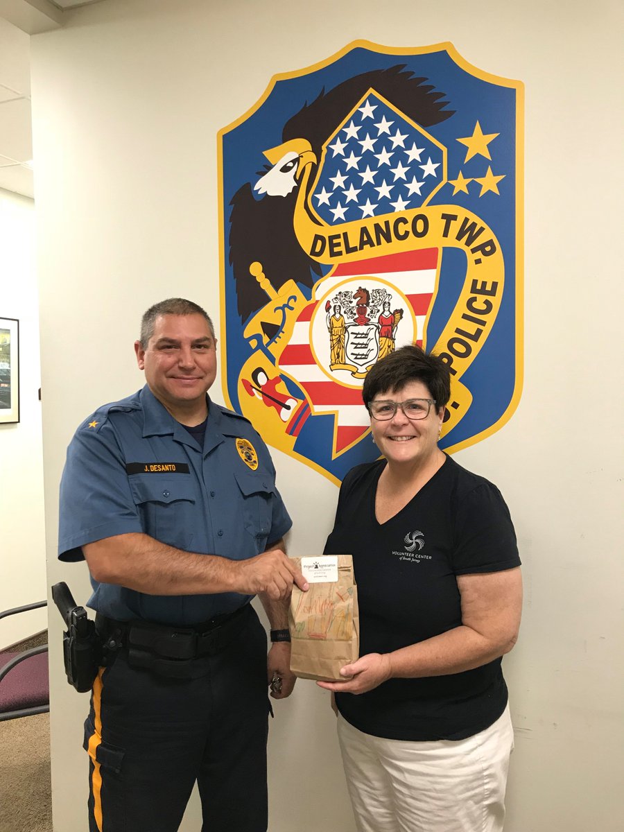SJVolunteers's tweet photo. VCSJ delivered #ProjectAppreciation Bags to Riverside, Delanco &amp; Palmyra #Police departments! Delanco Police Chief Jesse DeSanto, Riverside Police Chief    William T. Eliason &amp; Palmyra Police Chief Scott Pearlman. Bags by: @MTL_PWPrincipal Elementary School! #VCSJPA #sjvolunteers https://t.co/ek9nARPcb1