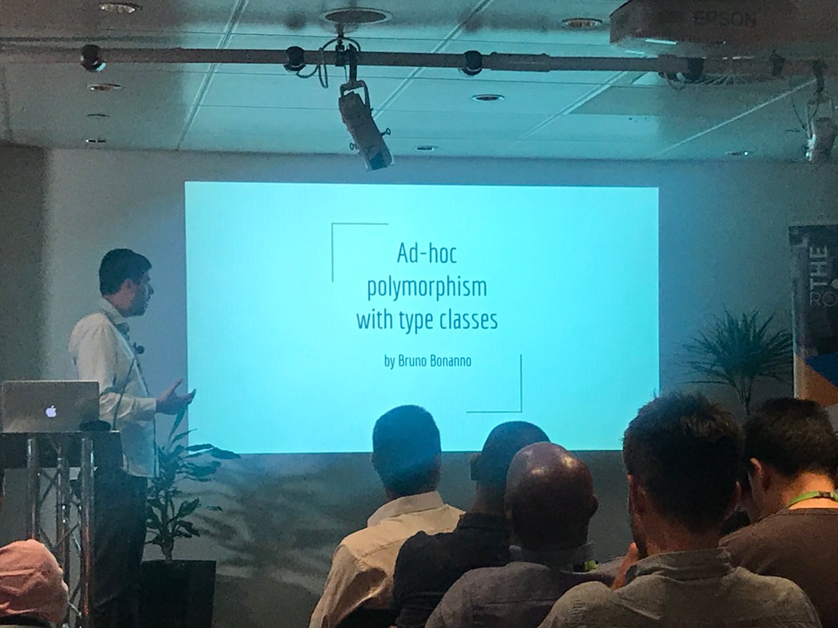 TelegraphEng's tweet image. Bruno Bonanno, on Ad-hoc polymorphism with type classes.  #jvmroundabout #javavsscala