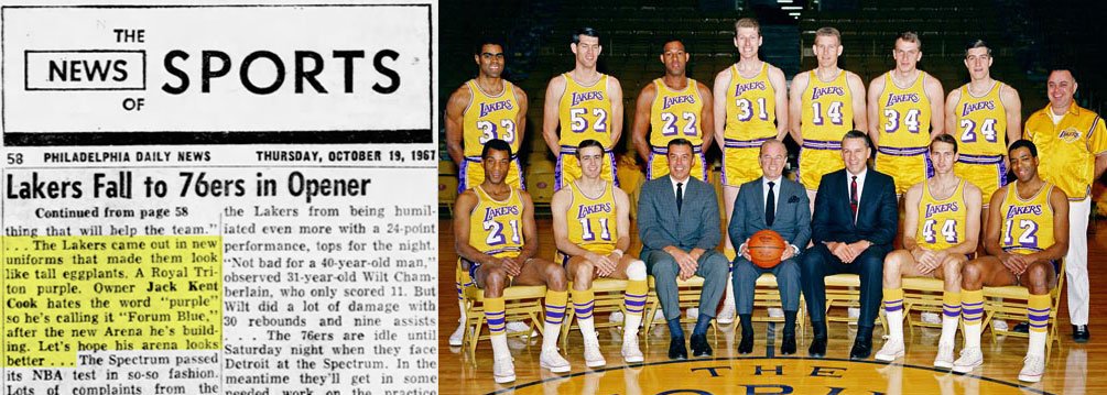 Todd Radom on X: Lakers purple was officially called Forum blue because  owner Jack Kent Cooke hated the word purple—seriously. Also, tall  eggplants referenced in this article.  / X