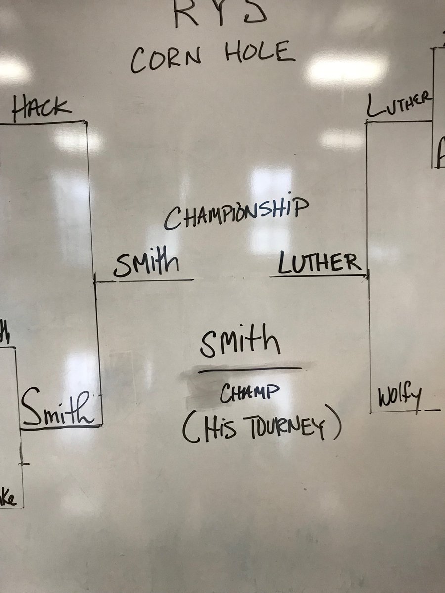 Congrats ⁦@RYSprincipal⁩ on winning his own corn hole tourney!  BOOM!