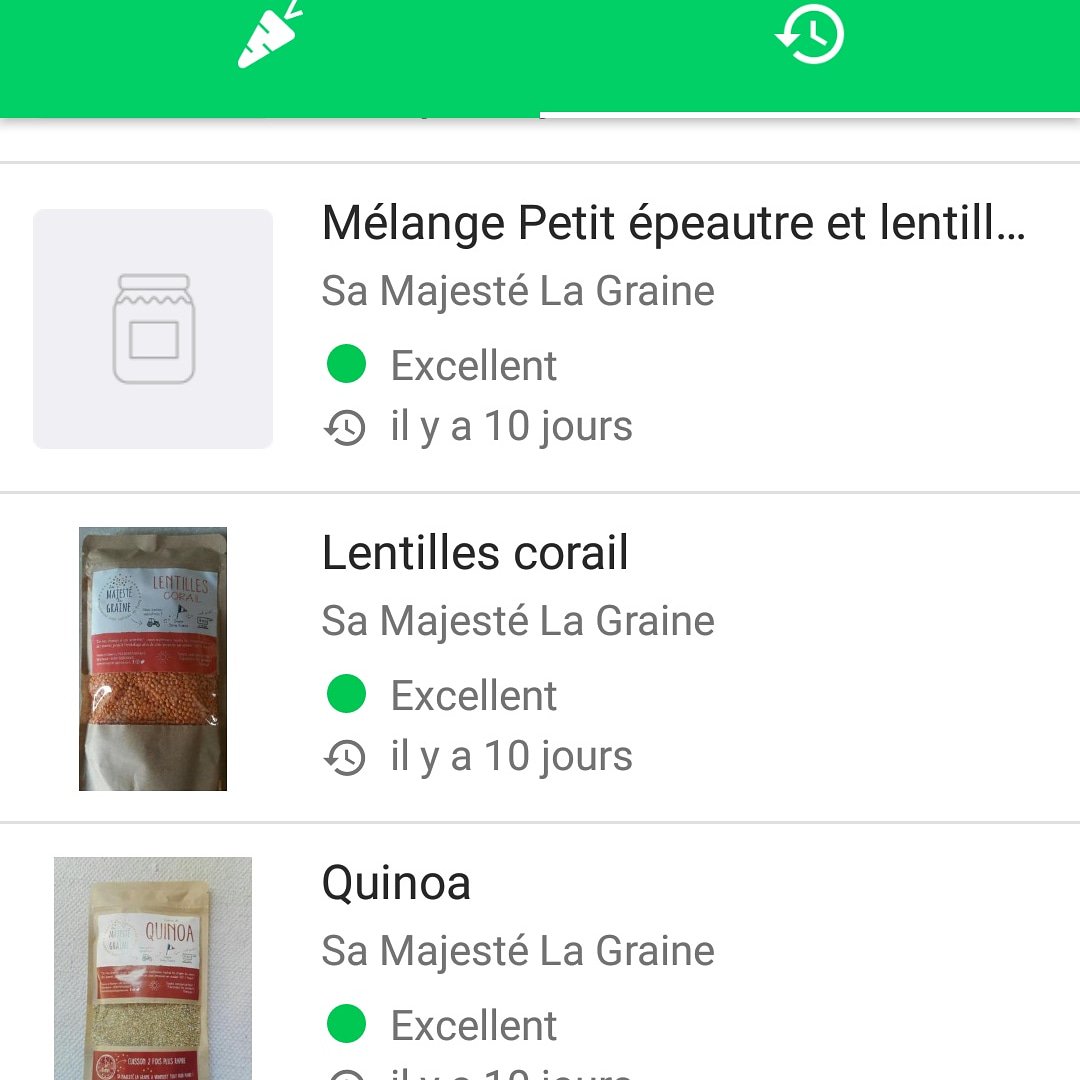SaMajesteGraine's tweet photo. Toutes nos références sont "excellentes"!! C'est pas moi qui le dit c'est @YukaFood !! 😜😜 #yuka #superaliment #superfood #supergraines #originefrance #Berry #quinoa #lentillecorail #petitépeautre #lentilleverte https://t.co/R5BIvacMmH