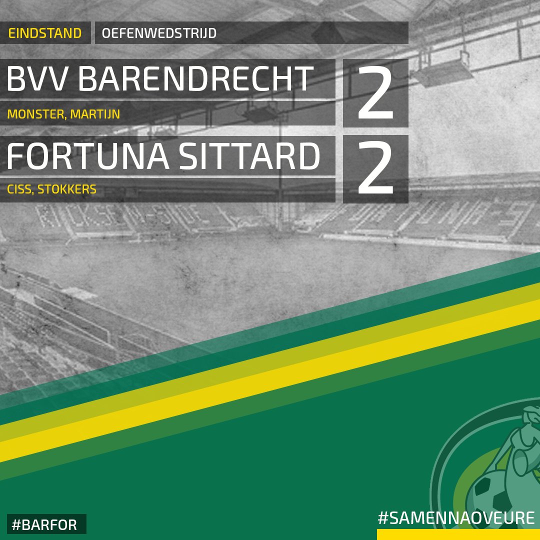 FortunaSittard's tweet photo. EINDSTAND | Fortuna Sittard sluit de oefencampagne af met een gelijkspel tegen BVV Barendrecht: 2-2. Amadou Ciss en Finn Stokkers scoorden in de eerste helft.
Next: Excelsior-uit op 11 augustus. Maar eerst komende zaterdag de Fortuna Fandag!
#BARFOR https://t.co/Nc21bd65dc