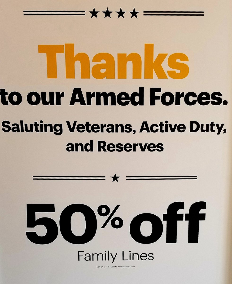 USA! USA! USA! 🇺🇸 We would like to say THANK YOU! To our #armedforces And to show our appreciation we are proud to offer 50% Off our family lines! Come see us #nlasvegas #sprint for more details. #usa #saluteourforces #SprintUnlimitedPlus <a href="/DannyIsho/">Danny Isho</a> @sprint
