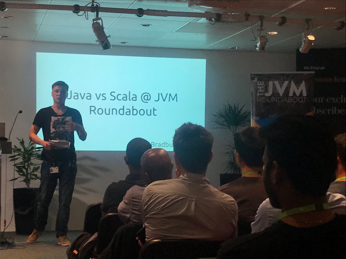 TelegraphEng's tweet image. Rhys Bradbury (Platform Engineer at The Telegraph) on feature level breakdown and comparison between Java and Scala. #jvmroundabout #javavsscala