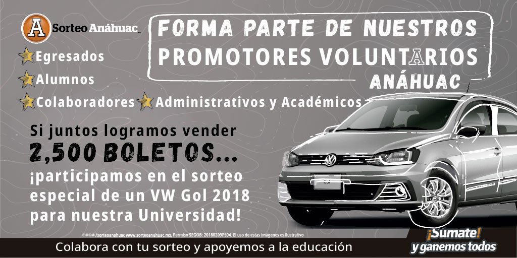 UAnahuacPuebla's tweet photo. ¡Sé parte de nuestros Promotores Voluntarios Anáhuac! #ColaboroConMiSorteo https://t.co/PTBi8IW5Ih