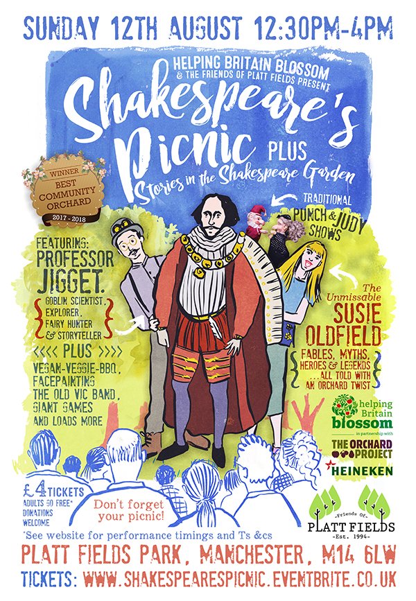 HelpBritBloss's tweet image. Storytellers, Goblin Hunters, Punch &amp;amp; Judy and a historical hipster with a penchant for prose. Don&apos;t miss this bard&apos;s picnic in Platt Fields. All going down in the UK&apos;s &apos;Best Community Orchard&apos; Sunday 12th August - Manchester. 
TICKETS: Just £2 with promo code &apos;HALFPRICE&apos;.