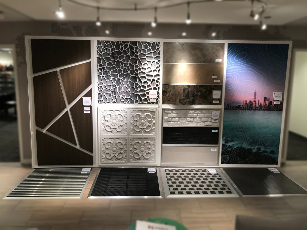 ImpactYourSpace's tweet photo. Our team designed a product display at the headquarters of one of our wonderful hospitality clients. The installation will be up for the month of August and allows their architecture + design teams to discover &amp; find inspiration in a variety of relevant products for their brands https://t.co/2R6yPCF4JS