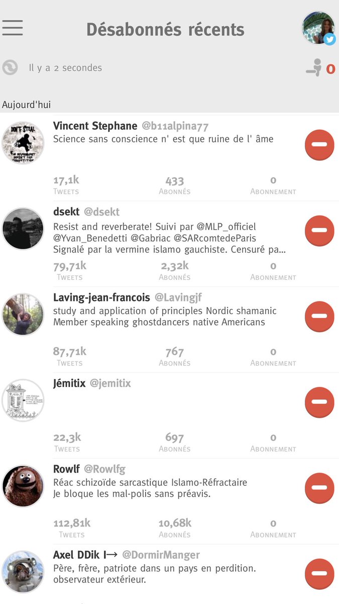Dunisia's tweet photo. #CensureTwitter Des dizaines comme ça. @Twitter @TwitterFrance
@damienviel #FakeBio ➡️ « Je désapprouve ce que vous dites, mais je me battrai à mort pour que vous ayez le droit de le dire»
. https://t.co/f9JV4zKTY2