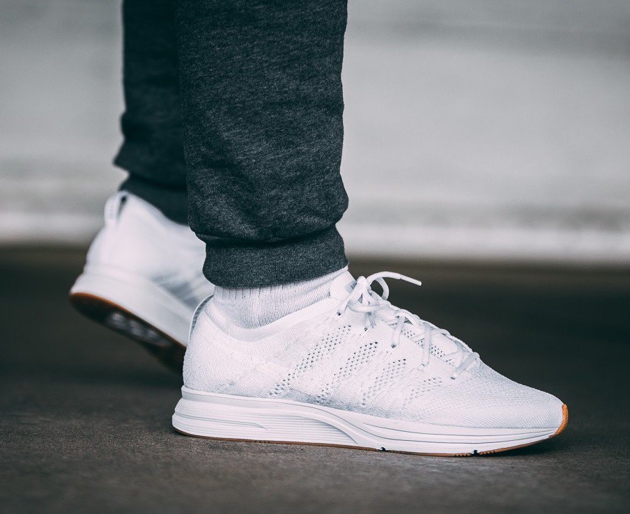 white gum flyknit trainer