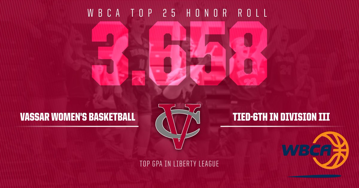 VassarAthletics's tweet photo. WBB | Congratulations to @VassarWBB, earning the sixth-best GPA in Division III, and the best team GPA in the Liberty League. Congrats to Coach Signor-Brown and her squad! #OnABrewLevel https://t.co/Vw46uUW6Gc