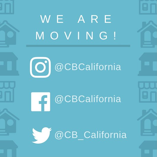 cbinsideout's tweet photo. We are moving! Follow us @CB_California to find out what Coldwell Banker is up to across California. https://t.co/0JZNKSjd4L