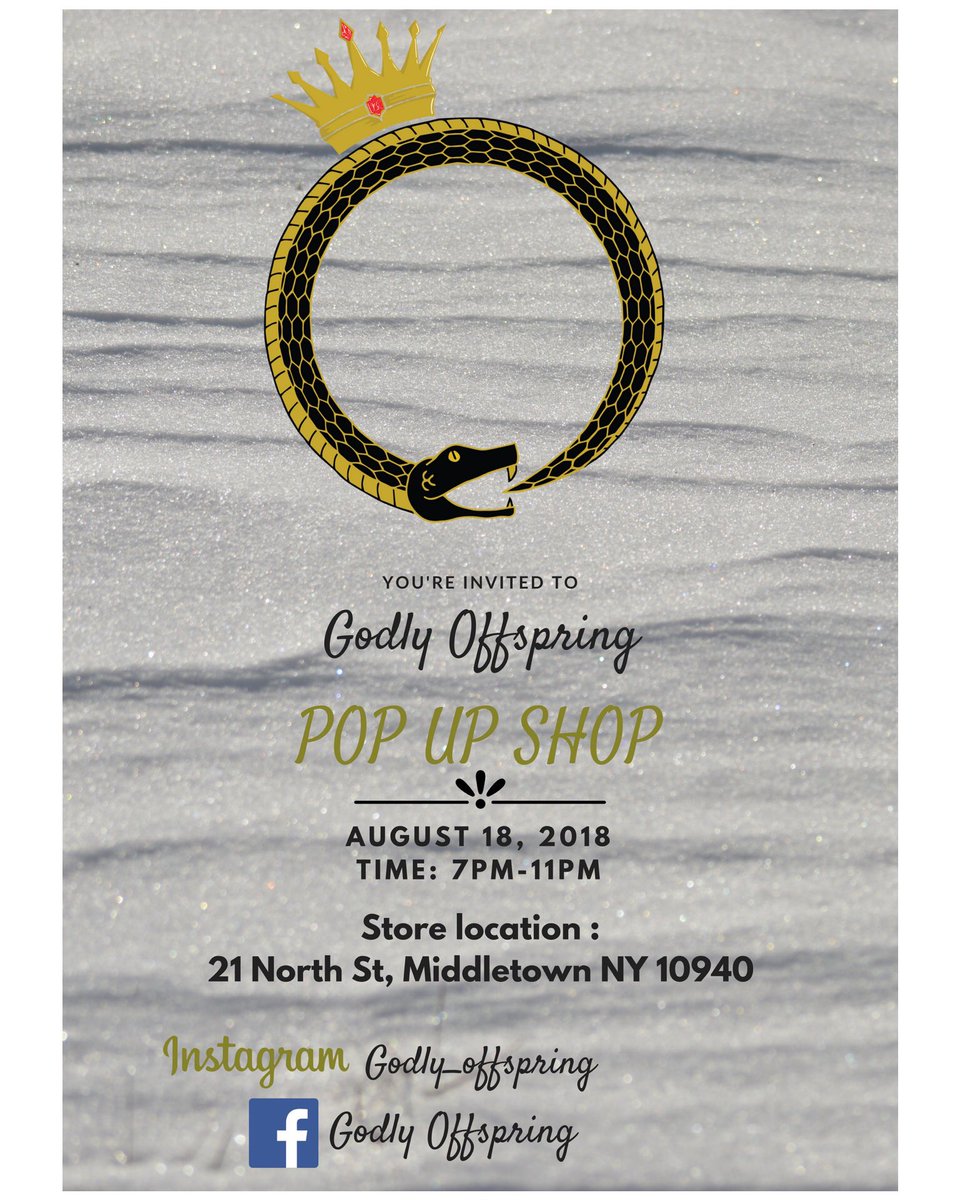 Godlyoffspring's tweet photo. Come out show your support we are going to have our full spring/summer18 collection. For those who did not know our brand is unisex, yes unisex. Info below any question dm. Keep being godlyfigures #godlyoffnyc #godlyoffspring #Godlyfigures #luxurystreetwear #unisex #themovement https://t.co/btmXZRMphL