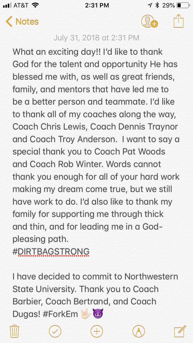 mberens16's tweet photo. Excited and blessed beyond belief to play Division 1 Baseball at Northwestern State!  #ForkEm 🤘🏻😈 https://t.co/aQnigSir3j