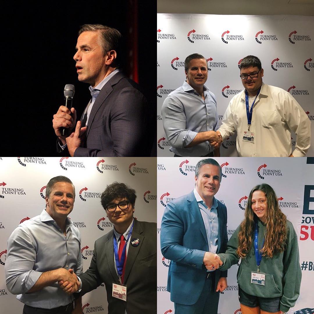 TomFitton's tweet photo. Tom Fitton at @TPUSA: FISA Abuse Scandal the Story of Our Time plus more than enough evidence to "lock her up." Great high school students at #HSLS2018. https://t.co/2JQI5j7nGW https://t.co/mB2NINASrN