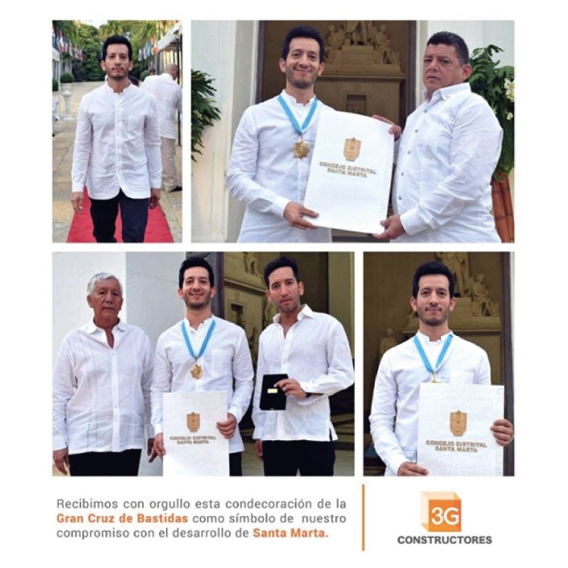 3gconstructores's tweet image. La Gran Cruz de Bastidas es el mayor reconocimiento otorgado por el Distrito de Santa Marta a personas o empresas que aportan al desarrollo de la ciudad, el cual nos fue conferido el 29 de Julio de 2018, gracias a la construcción de los proyectos Ambar Infinity y Ambar Roca.