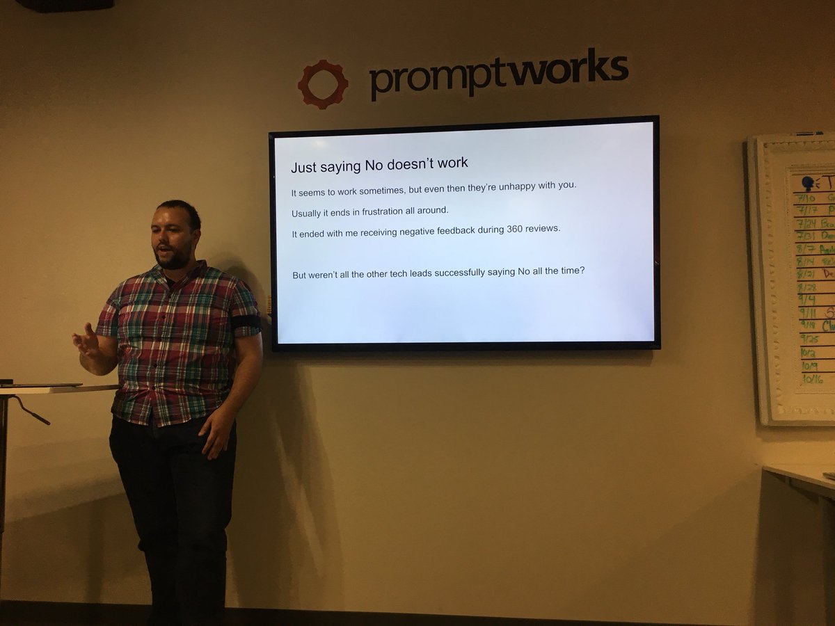 sc_philly's tweet photo. “Just saying no doesn’t work” - @karstendick tells us how to help project managers support customers rather than create roadblocks as an adversary! Help project management make decisions with information about technical challenges #scphilly #momentsofgrowth https://t.co/nDI7P56Gfk