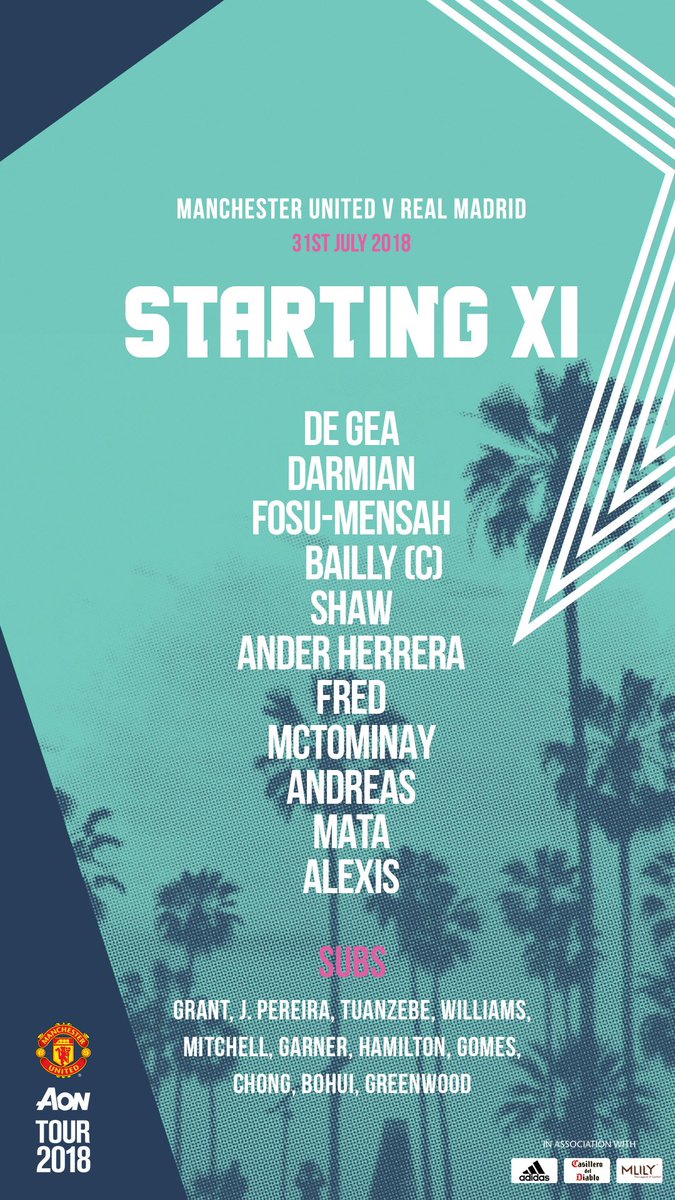 StretfordPaddck's tweet photo. FRED STARTS!

Here's the XI via @ManUtd. #mufc #mutour https://t.co/sw0NUuNp2G