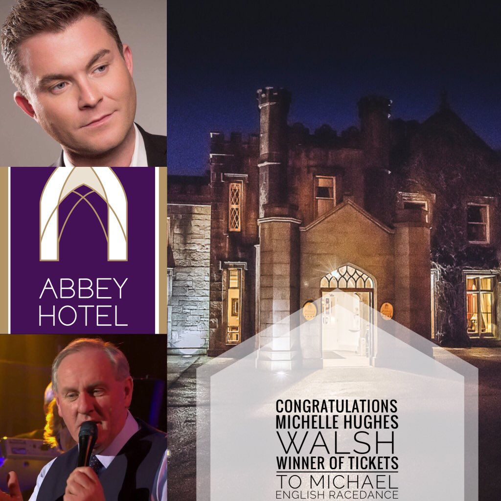 Abbeyros's tweet photo. Congratulations to @MichelleHughesWalsh Our Facebook Competition winner of 2 tickets to see Michael English live at the Abbey Hotel #Roscommon on Tuesday night next. @JoeFinneganShow #racesinroscommon @AtTheRaces @roscommonpage #livemusic #latenightdancing https://t.co/9SMdPR2G5t