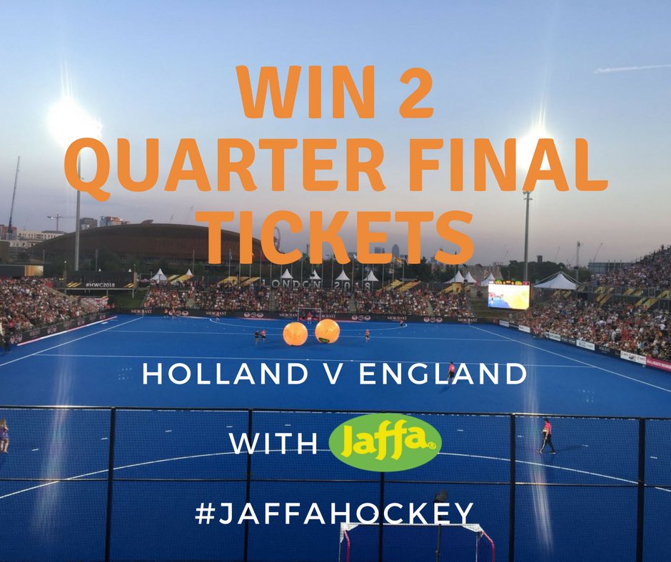 RT to WIN the MUST HAVE tickets of the #HWC2018 (so far): Two tickets for the quarter finals including <a href="/EnglandHockey/">England Hockey</a> v <a href="/oranjehockey/">OranjeHockey 🇳🇱</a> on Thursday. 
🍊❤️🏑 #jaffahockey 
Competition closes 1/8/18 12:00. U.K. residents only. No alternative prizes.