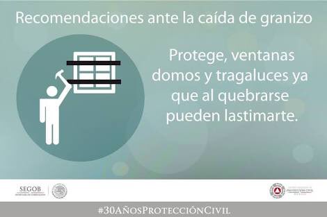 CEPCDurango's tweet image. #Precaución reportan caída de granizo en la zona norte y oriente de la ciudad de #Durango toma en cuenta las siguientes recomendaciones