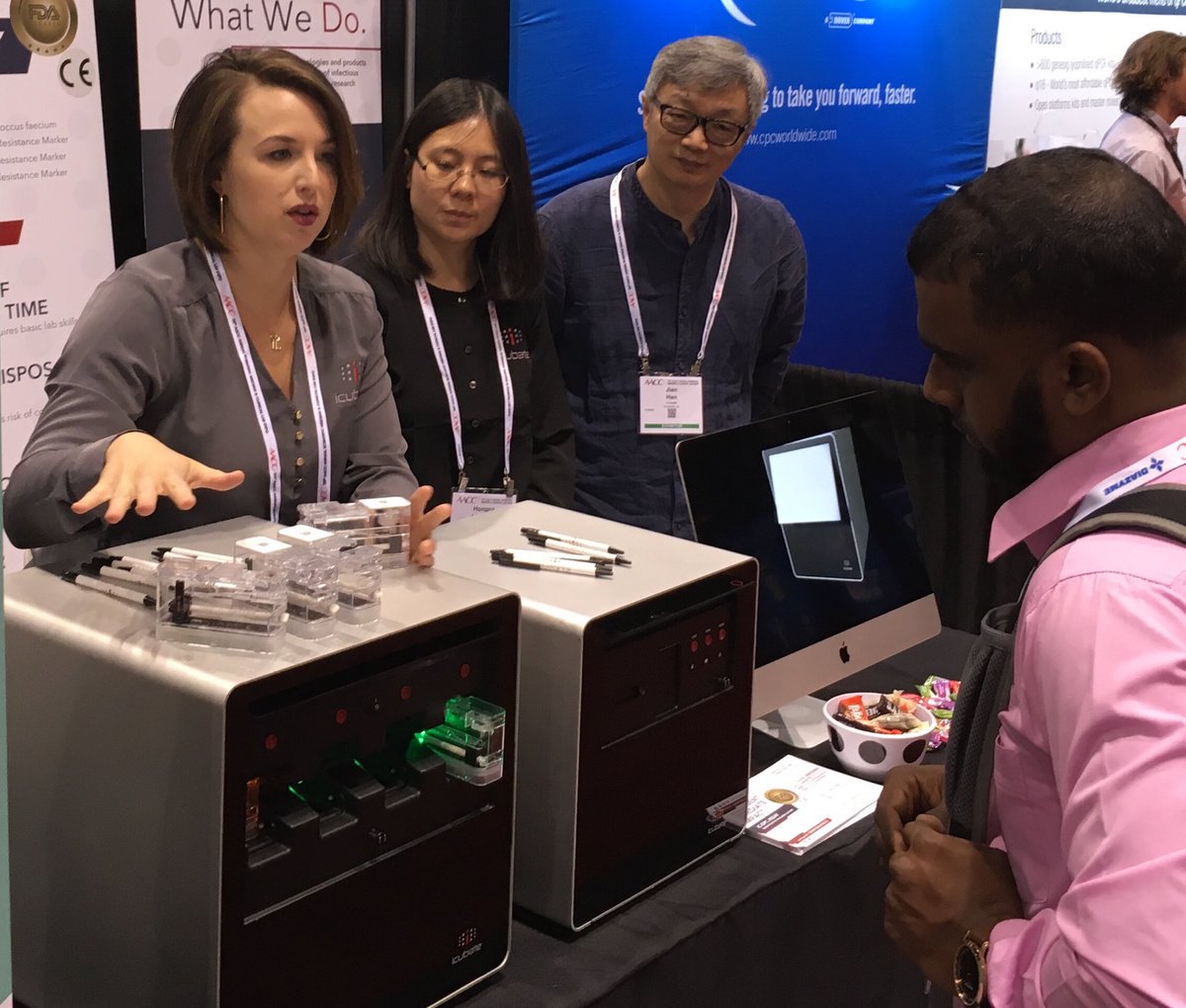 hudsonalpha's tweet photo. #AACC2018 attendees: Be sure to check out booth #3879 and chat with #HudsonAlpha associate @iCubate about infectious disease diagnostics with Jian Han, Hongna Liu, and Callie Spengler! #CassettesAreBackInStyle https://t.co/oKg14VFsv4
