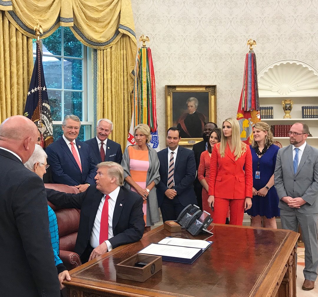 The renewal of the Carl D. Perkins Career &amp; Technical Education Act gives AR &amp; other states more flexibility as we continue to strengthen our workforce through STEM, &amp; vocational &amp; technical education. I was honored to join <a href="/realDonaldTrump/">Donald J. Trump</a> today as he signed the reauthorization.