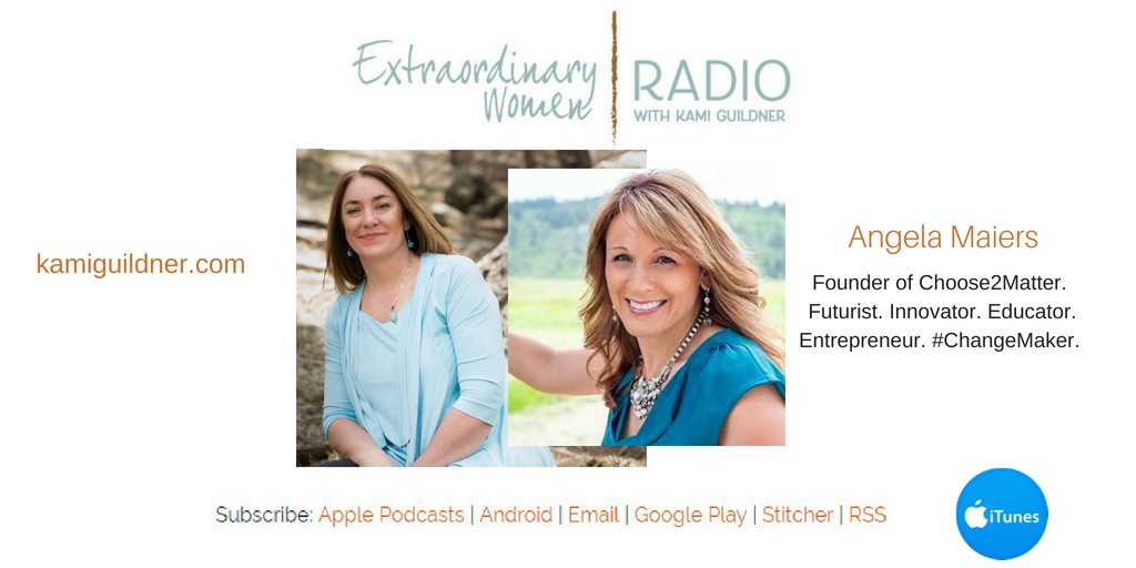ewnpodcasting's tweet photo. Episode 63: Extraordinary Women Radio #Podcast host Kami Guildner interviews Angela Maiers, Founder of Choose2Matter. Angela shares how important it that you are seen, heard and understand that you have value. https://t.co/zdQOi8sE2x https://t.co/3zFypLINV1