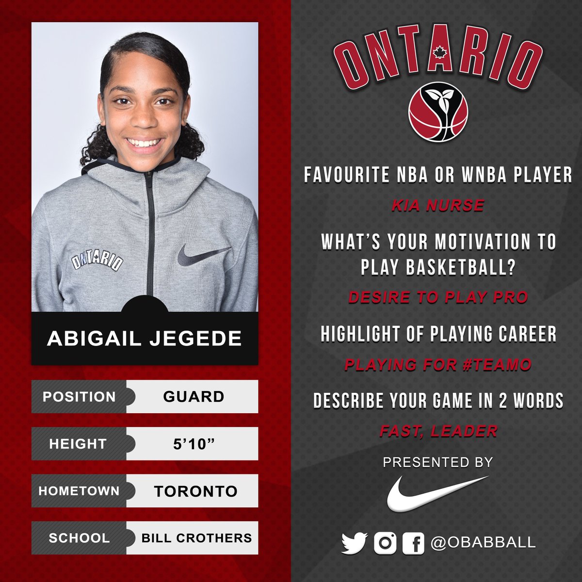 OBABBall's tweet photo. Today's iteration of #GetToKnowTeamO, presented by @Nike, places the spotlight 🌟 on our U15 Girls, who enter Nationals as the reigning 🥇 winners! 

The #RoadToRepeat begins August 6 in Fredericton. 

#TeamO #OntariosVeryOwn https://t.co/QiNtPIHHy8
