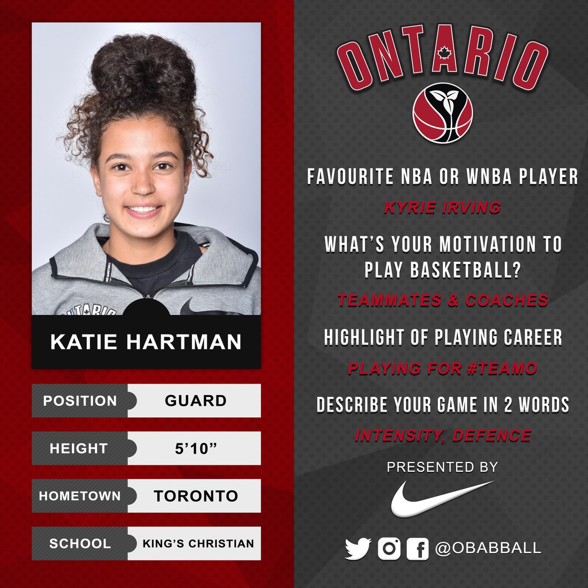 OBABBall's tweet photo. Today's iteration of #GetToKnowTeamO, presented by @Nike, places the spotlight 🌟 on our U15 Girls, who enter Nationals as the reigning 🥇 winners! 

The #RoadToRepeat begins August 6 in Fredericton. 

#TeamO #OntariosVeryOwn https://t.co/QiNtPIHHy8