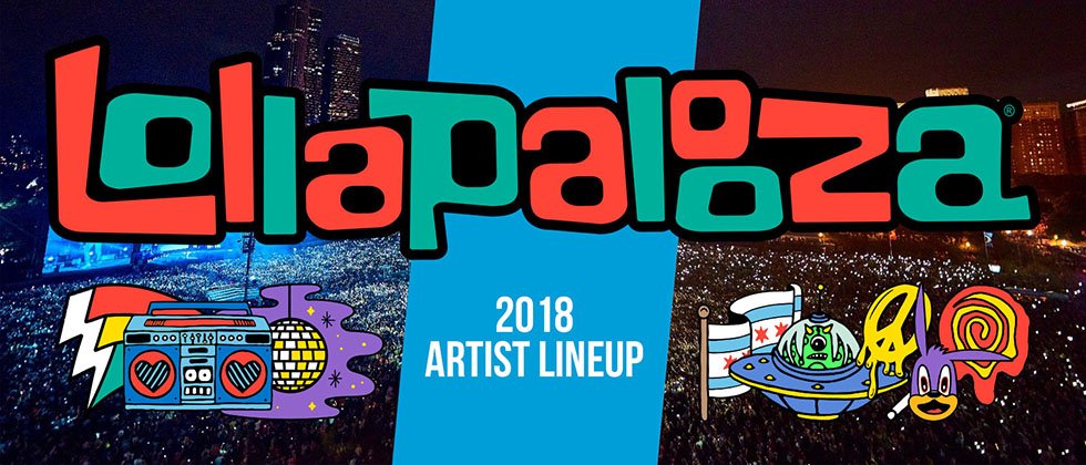 a big banner with the colorful text, Lollapalooza