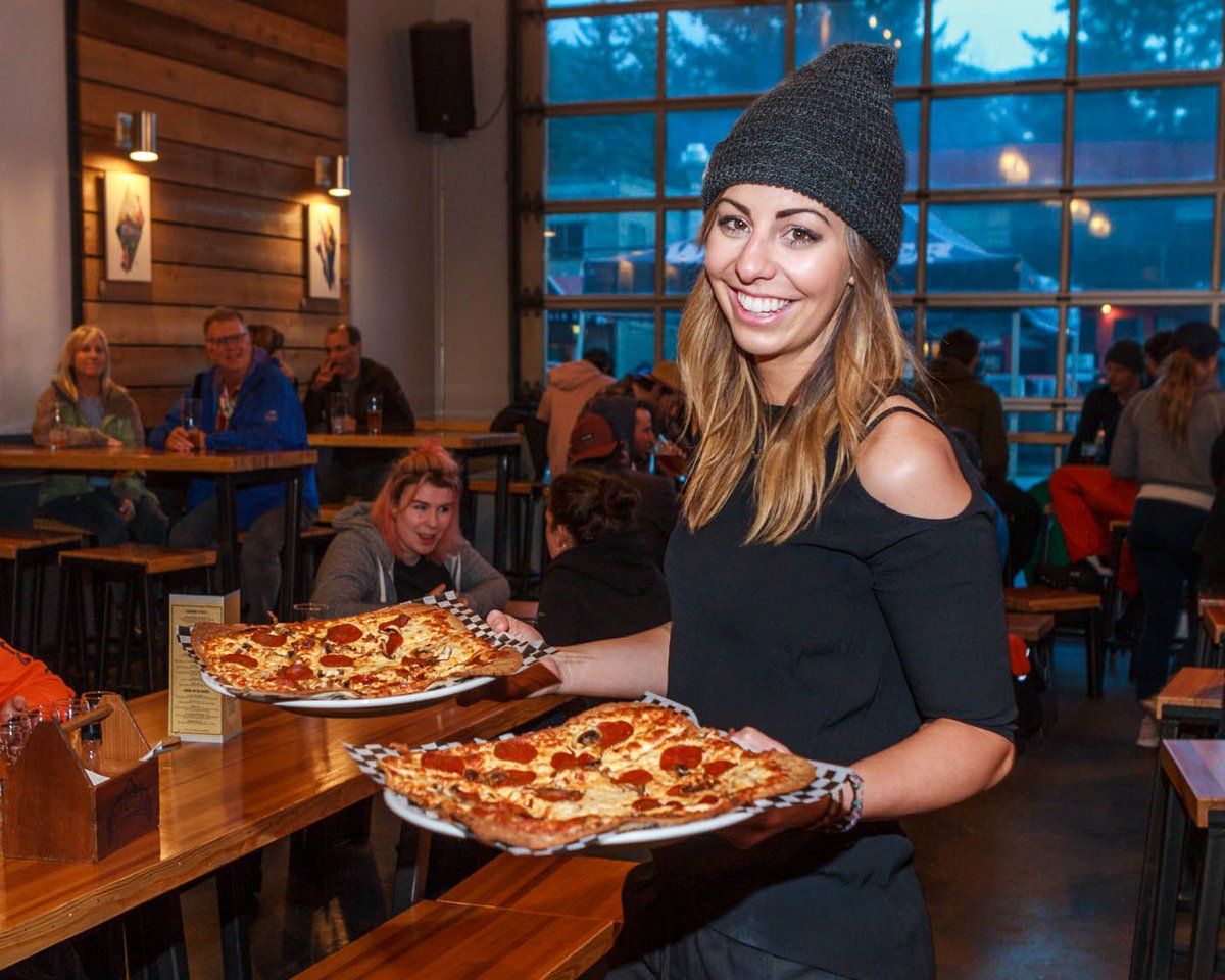 Pizza anyone? Our Crazy Canuck, Pulled Pork and Garden Gobbler Veggie Pizza are perfect for sharing... or devouring by yourself - up to you! Available daily from the taproom, and always served with a smile 📷 @whistlertraveller #mountainmade #bccraftbeer #kitchen #pizza
