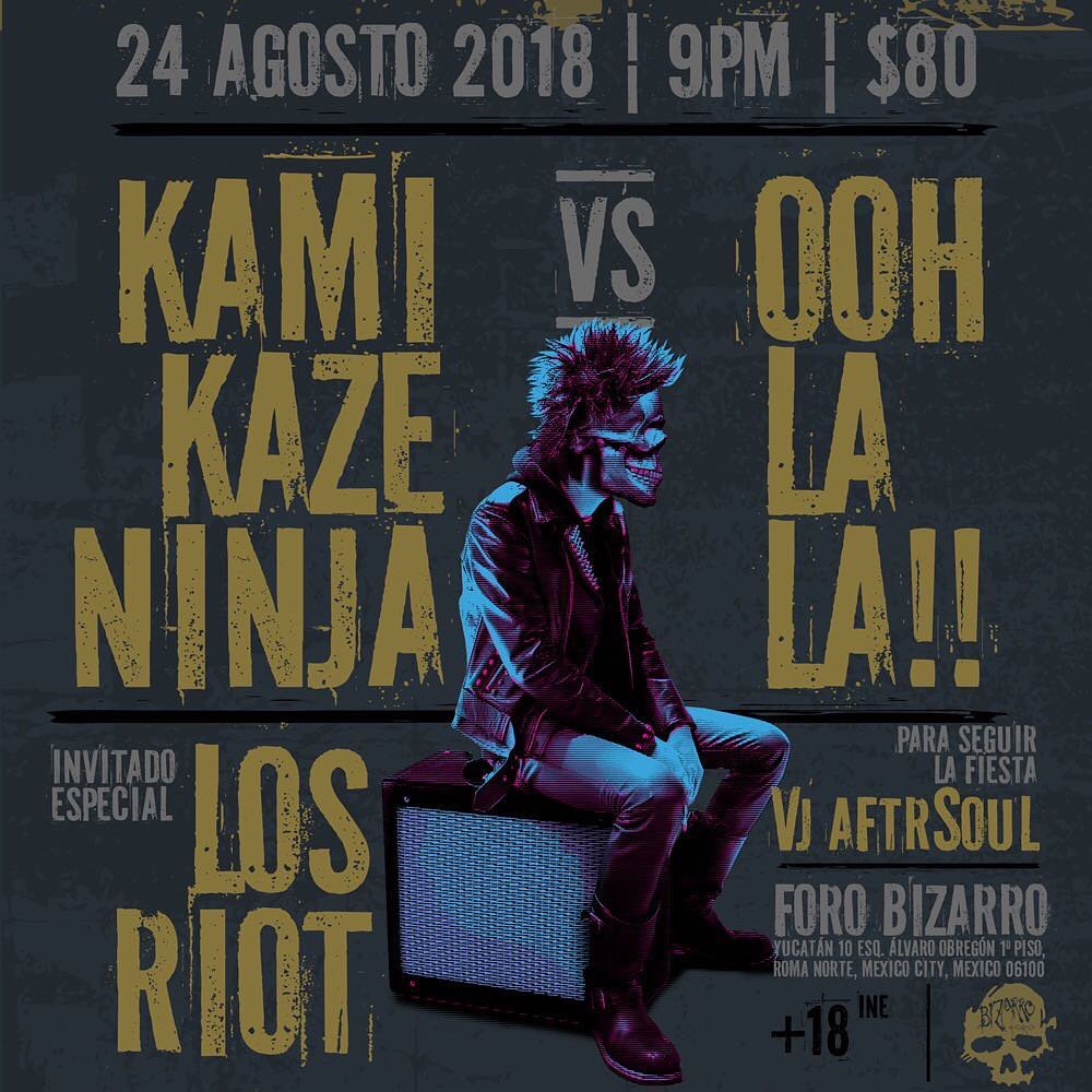 Este viernes 24 de agosto estaremos reventando el #forobizarro con nuestros amigos <a href="/oohlalabandmx/">OOH LALA</a> y @kamikazeninjamusic no se lo pierdan 😎😎😎😎