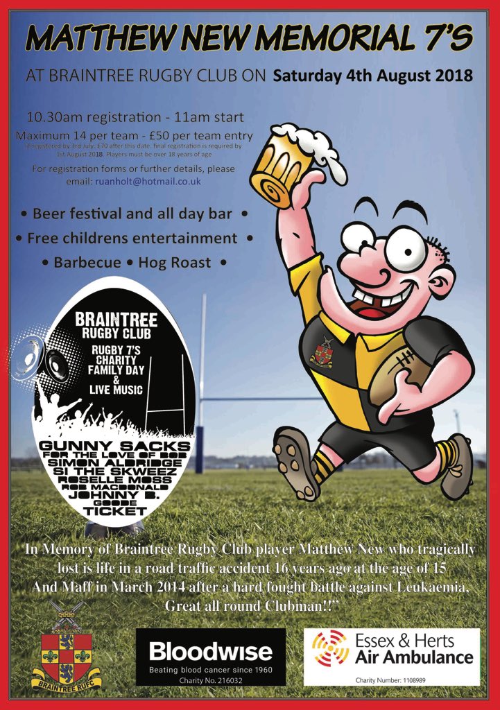 We urgently need two teams for Braintree7s this Saturday its for two great charities <a href="/LSFCOfficial/">London Scottish Rugby</a> <a href="/ScottQuinnell/">Scott Quinnell</a> <a href="/SarriesRugbyDev/">Saracens Community</a> <a href="/Saracens/">Saracens Rugby Club</a> <a href="/KXSteelers/">Kings Cross Steelers Rugby Football Club</a> <a href="/Yeovil7s/">Yeovil 7s</a>