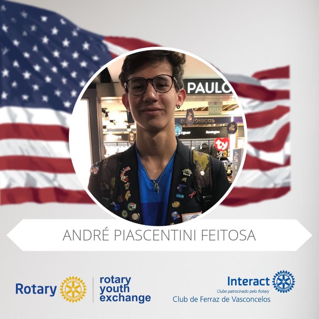 interactferraz's tweet image. Hoje, dia 31 de Julho, o associado André Piascentini está realizando o seu sonho de visitar e morar durante um ano nos EUA (Estados Unidos da América). Nós do Interact Club de Ferraz de Vasconcelos lhe desejamos um ótimo ano e boa sorte!