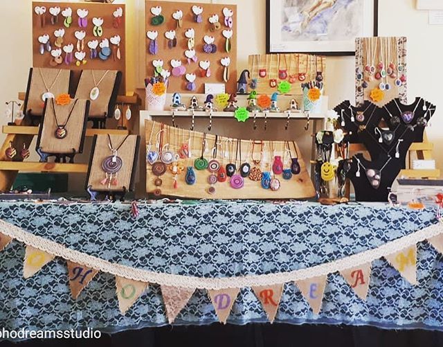 Now! That's a set up!  @bohodreamsstudio -  All set up and ready to go. Pop on over to the Coastguard Cultural Centre in Tramore we are here until 5pm today and again tomorrow.
#craftfair #tramore #waterford #polymerclay #bohodreams #crafteveryday #weara… ift.tt/2OzaGEf