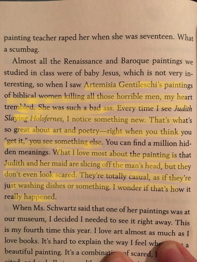 MrsBoscaino's tweet image. I began listening/reading I Am Not Your Perfect Mexican Daughter by @ErikaLSanchez. I found Artemisia: the historical heroine invincibly portrayed in Blood Water Paint by @JMCwrites. The allusion strengthened my understanding of Julia’s character by pg. 44. 👏 #ProjectLITBookClub