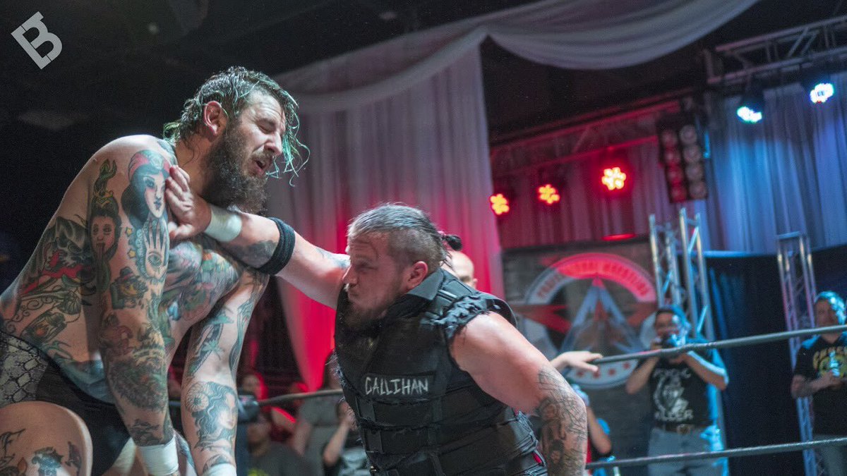 AAWPro's tweet photo. “Like a Tree” featuring @TheSamiCallihan &amp; @Brodyxking 

Photo by: Basil Mahmud (@beezzzzy) 

#AAW #AAWPRO #professionalwrestling #redefined #chicago #illinois #summer #prowrestling #wrestling #AAWUWS #samicallihan #brodyking #thedraw https://t.co/T90mEsBoO2