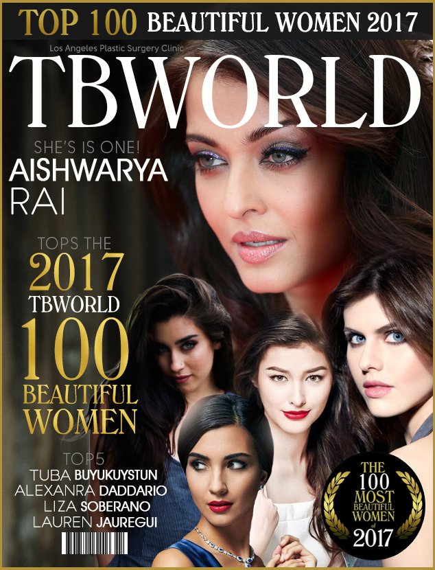 Dtopbeautyworld's tweet photo. [ Official List ]
The 100 Most Beautiful Women Of 2017 

1. Aishwarya Rai ( INDIA )
2. Tuba Büyüküstün ( Turkey )
3. Alexandra Daddario ( USA )
4. Liza Soberano ( USA-PFilipino )
5. Lauren jauregui ( USA ) https://t.co/WEMkPhDshe