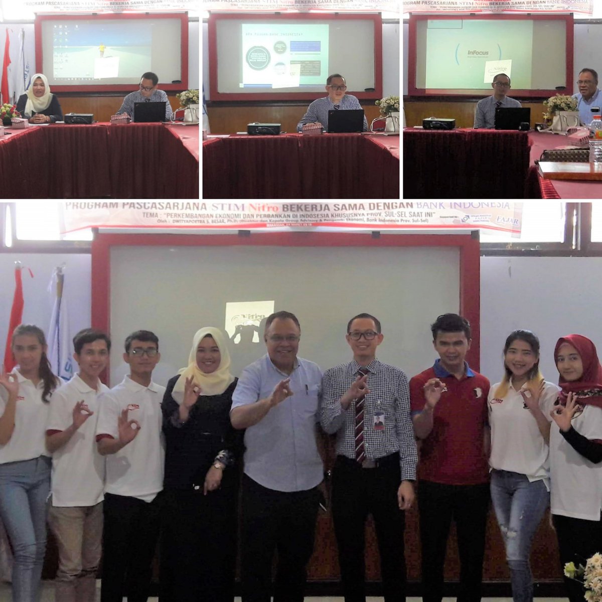 Pemberian Materi dari Bank Indonesia oleh Bapak Taufik Ariesta Analis Bank Indonesia Provinsi Sulawesi Selatan (fungsi koordinasi dan komunikasi kebijakan) kepada para finalis Duta &amp; Icon Kampus STIM Nitro Makassar 2018.
#BankIndonesia #STIMNitroMakassar #smartchoice