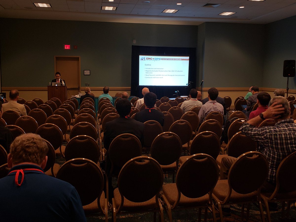 tangitek's tweet photo. Ha from @Portland_State presenting our paper titled "Characterization of novel magnetically loaded flocked carbon fiber absorbers" at the #IEEE2018 #EMC_SI_PI. Our thanks to @NSFSBIR for funding the research presented https://t.co/k3yADB04J5