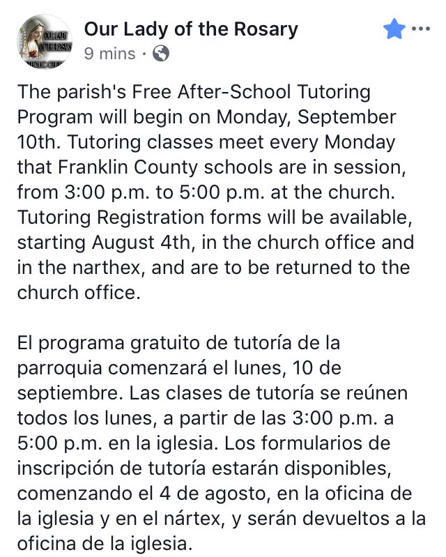Kelly Meyering (@kmeyering) on Twitter photo Fyi FREE TUTORING being offered at Our Lady of the Rosary Church in Louisburg beginning in September. <a href="/FCSchoolsNC/">Franklin County Schools</a> <a href="/FranklinCoNews/">Franklin County News Online</a> Fyi FREE TUTORING being offered at Our Lady of the Rosary Church in Louisburg beginning in September. <a href="/FCSchoolsNC/">Franklin County Schools</a> <a href="/FranklinCoNews/">Franklin County News Online</a>