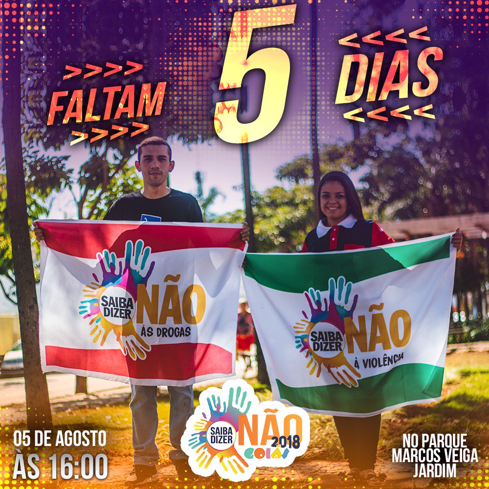 FJUGOIAS's tweet image. Você já está sabendo do evento mais aguardado do milênio? 
Faltam apenas 5 dias para o grande SAIBA DIZER NÃO 2018 GOIÁS
