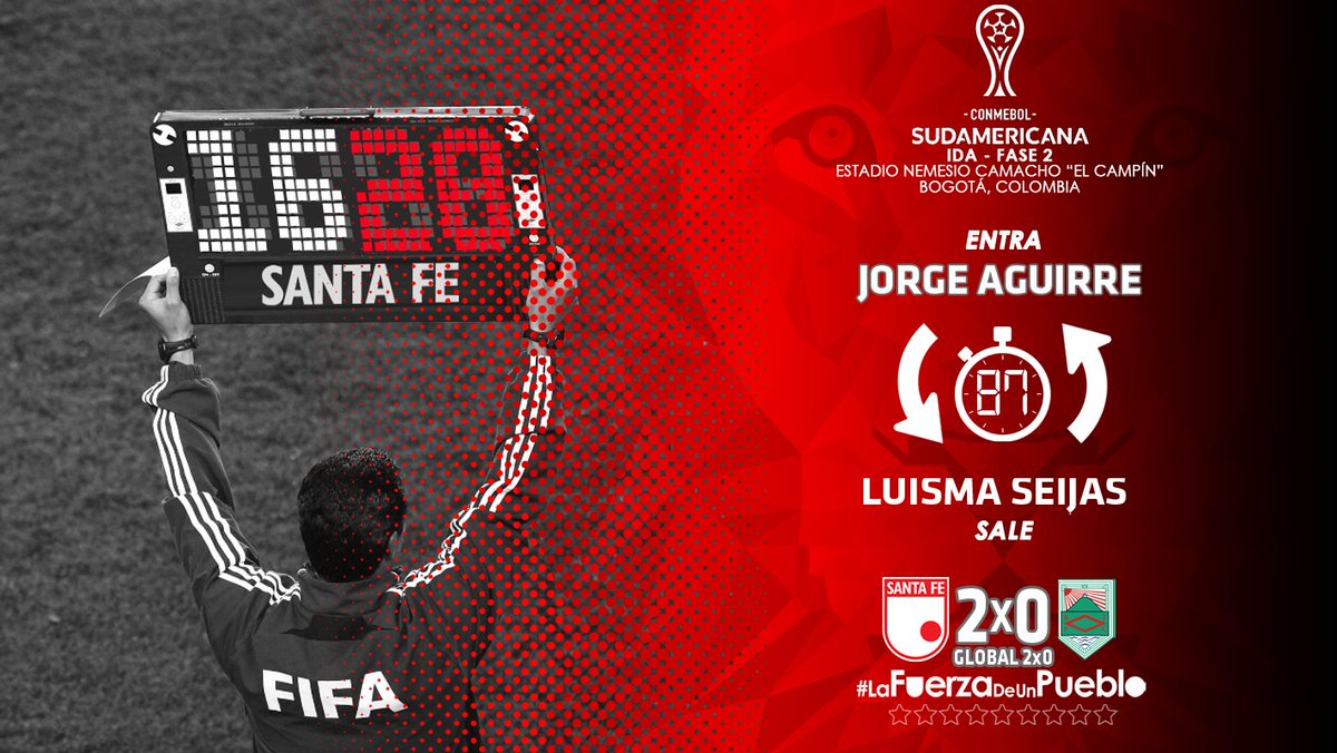 SantaFe's tweet photo. 🔁 Cambio en el #León:
🔛 Jorge Aguirre
↩️ @LMSeijasOficial
#SFExRAM ⏱87 |2x0 g.2x0| 🇲🇨🦁 https://t.co/sHGr8e5QrO