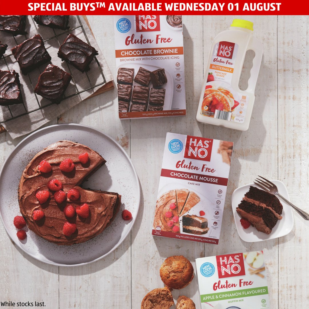 ALDIAustralia's tweet photo. Has No Special Buys are back in stores today! Check out the range here https://t.co/1dmcJKBUvW #HasNo #GlutenFree #Coeliac #Baking #Bake https://t.co/l0yASBiQQN